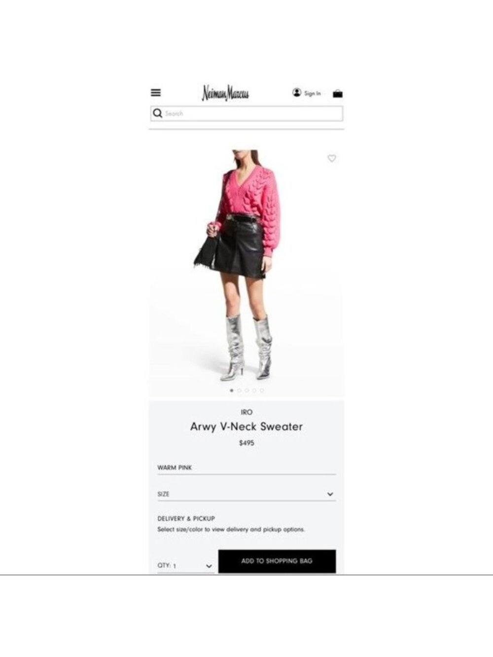 NEW IRO Arwy Chunky Cable Oversized V-Neck Sweater S 3D Knit Bubblegum Pink - Picture 3 of 13